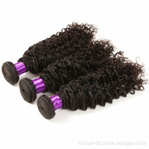 Peruvian  human hair bundles with closure deep wave hair extension unprocessed natural color 4x4 lace closure with 3 bundles